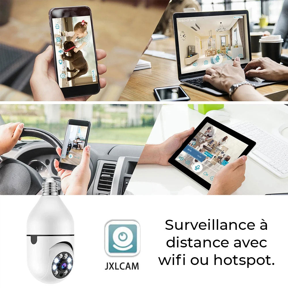 AironView™ - Caméra de Sécurité Wifi Sans Fil Déguisé à Tête d'Ampoule